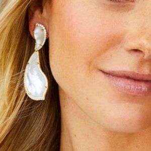 Kendra Scott Rhodium Mother-of-Pearl CZ Earrings